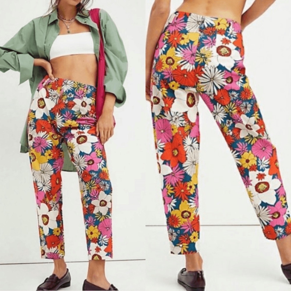 F. Free People Flower Multicolor Women's Pants size 4
